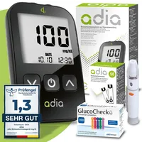 diabetikerbedarf adia Blutzuckermessgerät-Set mg/dl mit 60 Teststreifen und 110 Lanzetten