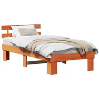 VidaXL Bettgestell mit Kopfteil Wachsbrown 90x190 cm Massives Kiefernholz