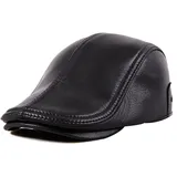 Leder Schiebermütze Flatcap Herren Schirmmütze Herrencap Ballonmütze mit Ohrenklappen Herbst/Winter - XL