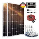 Rhein Beleuchtung Solarmodul 300W 12V Solaranlage Komplettset mit Solarpanel - Monokristallin, 300 W, Monokristallin, (1-St., Solarmodule für Garten/Haus/Camping - Einfache Montage), IP65 + MPPT Regler - Ideal für Wohnmobil Komplettset