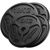 Marbo Sport Slim Guss Hantelscheiben-Set Gewichte mit ø30/31 mm Bohrung 30 kg / 2 x 10 kg + 2 x 5 kg - Marbo Sport