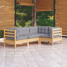 vidaXL Garten-Lounge-Set 4-tlg. grau Kiefernholz