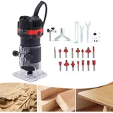 Holzfräse Oberfräse, 800 W Kantenfräse, 30000r/min Elektrik Kantenfräse 6,35mm Durchmesser,kompakte Oberfräse, Kantenfräse Für Die Holzbearbeitung, Oberfräse Mit 15 Stück Fräser Spannzangen