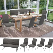 MCW Esszimmerstuhl Textil grau-braun 4er Set
