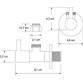 Bernstein Design-eckventil 2er-Pack Schwarz matt massiv Anschluss 1/2' x 1/2' inkl. Rosette 7009