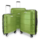 HAUPTSTADTKOFFER - Britz - 3er Koffer-Set Trolley-Set Rollkoffer Reisekoffer Erweiterbar, TSA, 4 Rollen, (S, M & L), Hellgrün