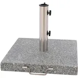 Nexos Sonnenschirmständer 30kg polierter Granit Edelstahl eckig 45 x 45 cm Schirmständer mit Griff und Rollen