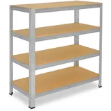 shelfplaza HOME Schwerlastregal in verzinkt mit 4 Böden und 175 kg Traglast pro Boden