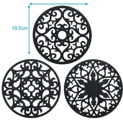 Intirilife 3-teiliges Silikon Untersetzer Set in Schwarz - 19.5 cm - Antihaft Topf Untersetzer Rutschfest