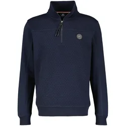 Sweatshirt LERROS "LERROS Sweat-Troyer mit dezentem Nadel-Steppmuster", Herren, Gr. M, blau (classic navy), Baumwolle, Langarm, Sweatshirts