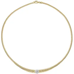 Collier FIRETTI "Schmuck Geschenk Gold 585 Halsschmuck Halskette Goldkette Fantasie", gold (gelbgoldfarben), Halsketten, Damen, 0,13 ct, Gelbgold 585-Diamanten, L: 45cm B: 6mm, Gelbgold 585, Diamanten, mit Diamanten, B:6mm