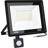 100-w-led-flutlicht Mit Bewegungsmelder, 6500 K, 10000 Lm, Superheller Led-außenstrahler, Ip66 Wasserdichte Sicherheitsleuchte, Kaltweiß Für Öffentliche Beleuchtung Und Garagen