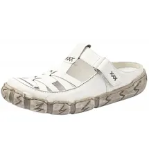 Rieker Damen Clog aus Leder offen mit Klettverschluss und Riricon Sohle L0396, Größe:40 EU, Farbe:Weiß - Weiß 40