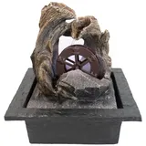 Lemodo Zimmerbrunnen Tischbrunnen mit drehendem Wasserrad, 21,5 cm Breite braun