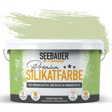 SEEBAUER diy Silikatfarbe Hellgrün 5L für Innen (No. 714 Mystic Bamboo) Atmungsaktive Mineralfarbe für Allergiker - Abwaschbare Wandfarbe - Grüntöne hohe Deckkraft