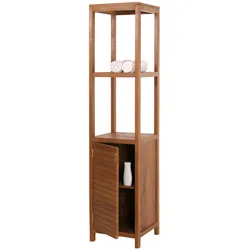 Teak-Regal MCW-M84, Badschrank Badregal Badezimmer, hochwertiges B-Grade-Teak (Kernholz, 20-30 Jahre), 180x40cm