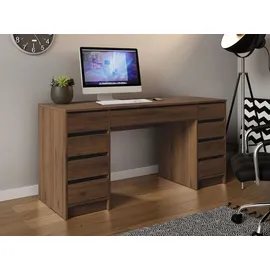 Mirjan24 Schreibtisch Ada Bis, Schlafzimmer Kosmetiktisch mit neun Schubladen (Farbe: Nuss Okapi)