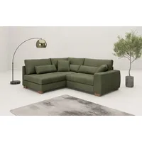 Ecksofa MR. COUCH "Helena L-Form, bis 140 kg belastbar", grün (memphis 12 grün), B:227cm H:68cm T:190cm, Memphis (Grundgewebe - 100% Polyester; Nutzschicht- 90% Polyester / 10% Polyamide), Sofas, mit Taschenfederkern, wahlweise mit Bettfunktion