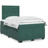 vidaXL Boxspringbett mit Matratze Dunkelgrün 140x200 cm Samt