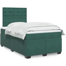 vidaXL Boxspringbett mit Matratze Dunkelgrün 140x200 cm Samt