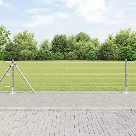 vidaXL Zaun mit Pfosten 0,6 x 25 m Silber/Stahl