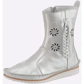 Andrea Conti Stiefelette ANDREA CONTI, Damen, Gr. 37, silberfarben, Glattleder, Leder, Rindsleder, Schuhe Stiefelette