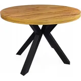Runder Tisch METAL Beine Schwarz X Eiche CRAFT Ø110 ausziehbar auf 210 cm