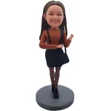 Wackelkopf, modische Dame, personalisierbar, individuell, einzigartig, handgefertigt, Wackelfigur, Actionfigur basierend auf Ihrem Foto