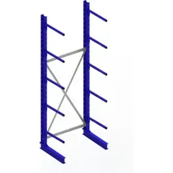 Meta Kragarmregal Grundregal IPE120 einseitig 3000 x 1000 x 600 mm Enzianblau + 5 Kragarmen je Ständer