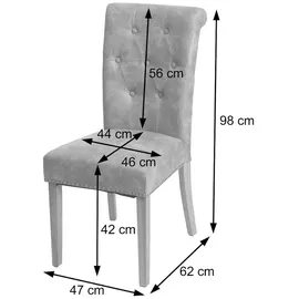 Mendler 6er-Set Esszimmerstuhl Chesterfield II, Stuhl Küchenstuhl, Nieten ~ Kunstleder, creme, dunkle Beine