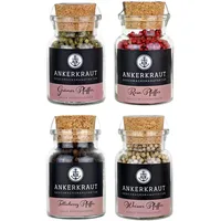 Ankerkraut Gewürz-Set: grüner, rosa & weißer Pfeffer, Tellicherry Pfeffer