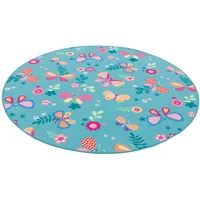 Snapstyle Kinder Spiel Teppich Schmetterling Türkis 160cm Rund
