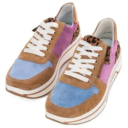 Keilsneaker ARA "SAPPORO", Damen, Gr. 7,5 (41), bunt (multi), Veloursleder, Glattleder, sportlich, Schuhe, Keilsneaker, Schnüschuh in Komfortweite H (= sehr weit)
