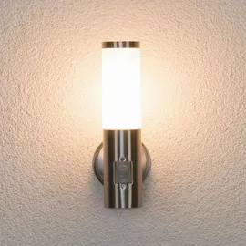LINDBY Außenwandleuchte Edelstahl 36,5 cm inkl. Bewegungsmelder grau