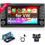 Hodozzy 2G+64G Android Autoradio mit Navi für VW Touareg Transporter Ts Multivan 2004-2011 Carplay Android Auto,7 Zoll Touchscreen Bluetooth mit Mirror Link Navi WiFi SWC FM/RDS/EQ + Rückfahrkamera