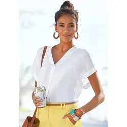 Kurzarmbluse, in lockerem Schnitt, Damenbluse, casual, Business-Look, Gr. 40/42, weiß, , 14511429-40