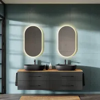 Planetmöbel Doppelwaschtischunterschrank LUX 180 cm gold eiche / anthrazit