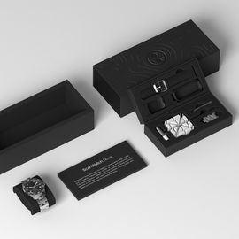 Withings ScanWatch Nova 42 mm schwarz, FKM-Armband mit Edelstahlschnalle silber