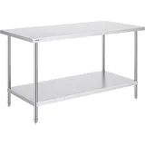 Vevor Arbeits- und Zubereitungstisch Edelstahl Arbeitstisch 762x1524mm Zweilagig