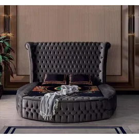 aea Bett Chesterfield Polsterbett Luxus Schlafzimmer Design Betten Textil Samt Neu - Schwarz