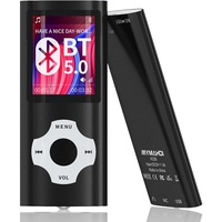 Mymahdi Mp3 Player 16GB with Bluetooth 5.0 with Speaker-1.8 inch HD Full Touch Screen Mini Portable HiFi Lossless Sound Music Player Video/Voice Record/FM Radio/Photo/E-Book, Max Support 128GB,Black