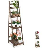 Relaxdays Blumentreppe, 4-stufig, Blumenleiter Holz, klappbar, Leiterregal Pflanzen, HBT: