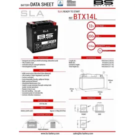 BS Battery YTX14L-BS 12,6 Ah