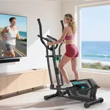 Crosstrainer für Zuhause,Crosstrainer mit 16 Widerstandsstufen,LCD-Monitor,Flaschenhalter,Ultraleiser Magnetischer Crosstrainer mit Rutschfestem Pedal,Transporträder bis 130kg