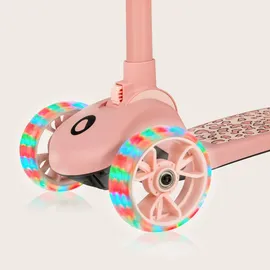 lionelo Franky 2in1 Kinder Laufrad bis 20 kg Balance Roller bis 50 kg Höhenverstellbar, LED-Räder, rutschfestes Trittbrett, Korb Pink - Rosa