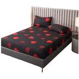 Refttenw Bett-Set Bedrucktes Spannbettlaken Set, Spannbettlaken 120x200 cm mit 2 Kissenbezüge 50x70 cm rot|schwarz