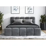 mebloland Polsterbett SONIC -OM 120 x 200 mit Bettkasten. Farbe: Grau - Grau