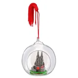 1. FC Köln Weihnachtsbaumkugel Glas 3D – Offizielle Christbaumkugel aus Glas – Weihnachtsdeko für FC Köln Fans – Baumkugel Fußball Fanartikel Rot Weiß – Geschenkidee Weihnachten