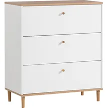 Schildmeyer Kommode Hilda weiß (mattweiß, artisaneichefarben), B:80,1cm H:90,4cm T:40,0cm, FSC-zertifizierter Holzwerkstoff, Sideboards, 3 Schubladen