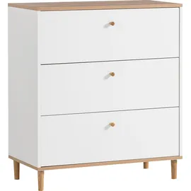 Schildmeyer Kommode Hilda weiß (mattweiß, artisaneichefarben), B:80,1cm H:90,4cm T:40,0cm, FSC-zertifizierter Holzwerkstoff, Sideboards, 3 Schubladen